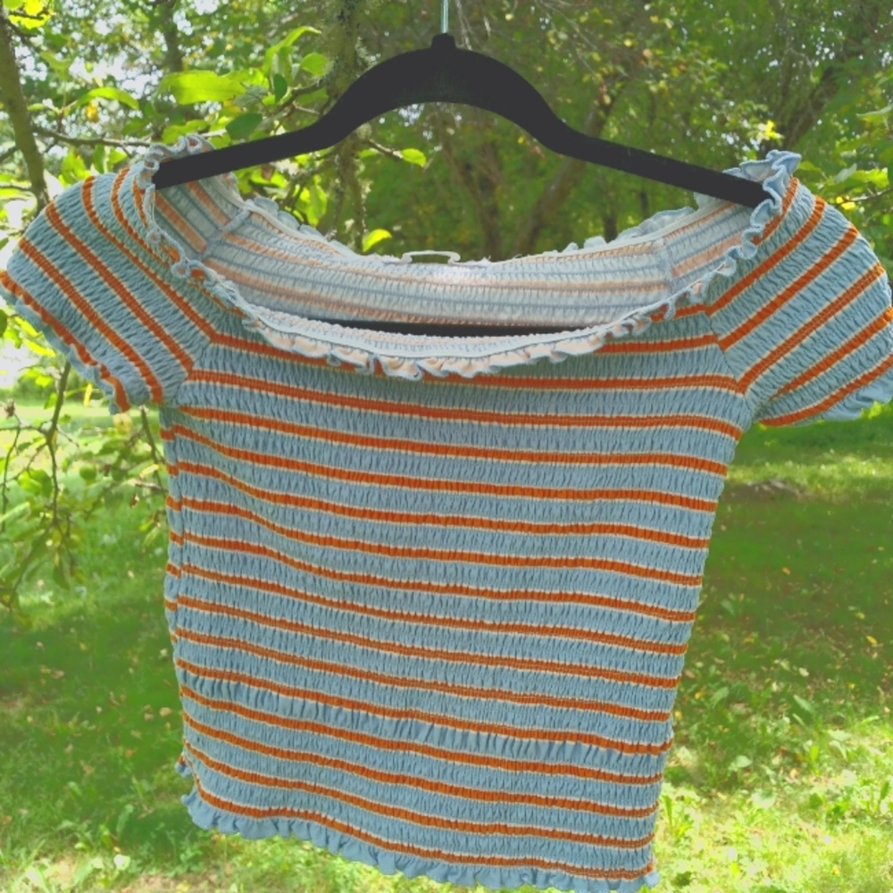 Striped off the shoulder top